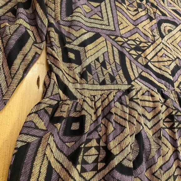 World Market Women’s Patterned Boho Top Flowing S/M Brown Black Pullover - Picture 2 of 11